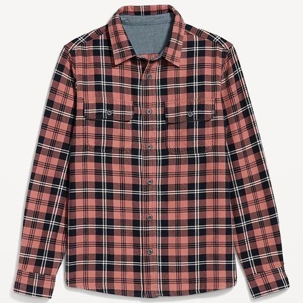 Old Navy Men’s Loose Fit Textured Plaid Pocket Shirt, Size M